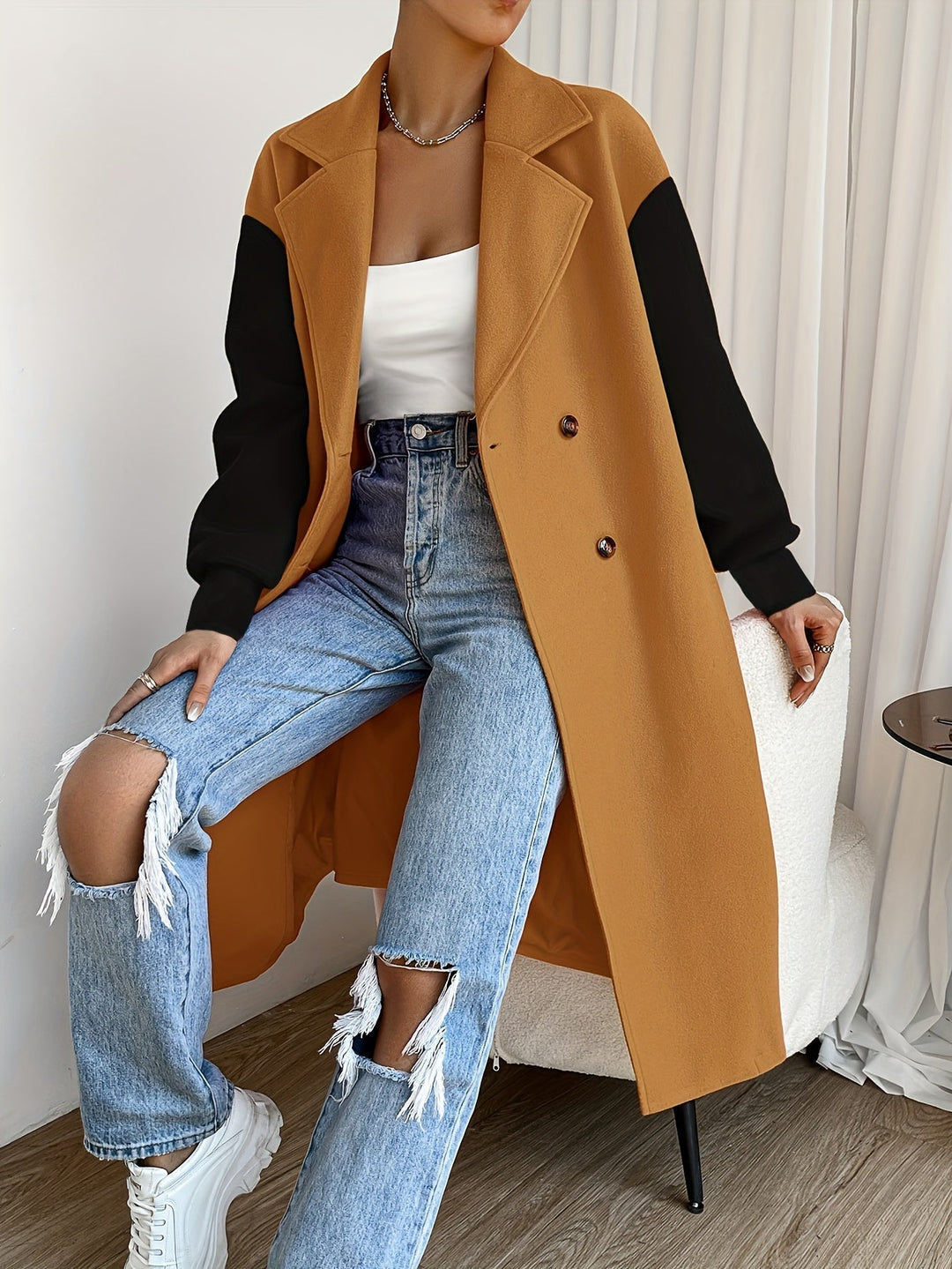 Drune | Trenchcoat mit Gürtel-Detail und mittellangem winddichtem Design für Damen - Ideal für Herbst