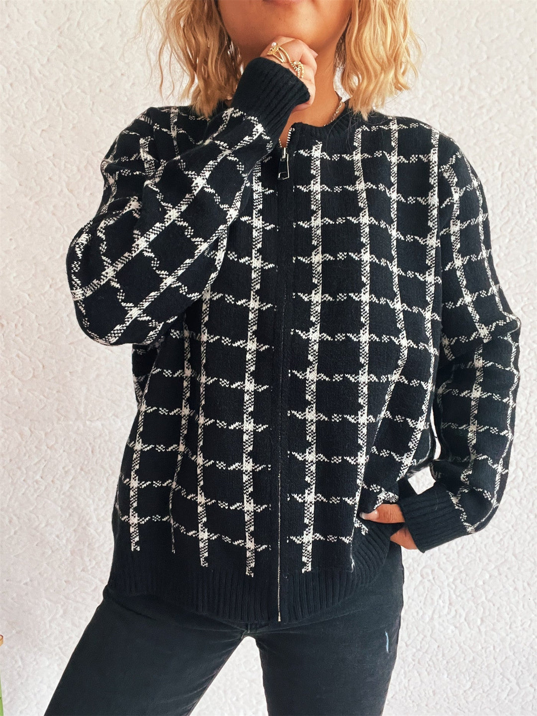 Drune | Cozy checked cardigan with pockets for everyday style