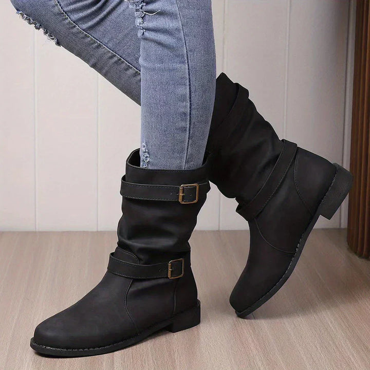 Drune | vintage schnalle strap western ankle boots für frauen