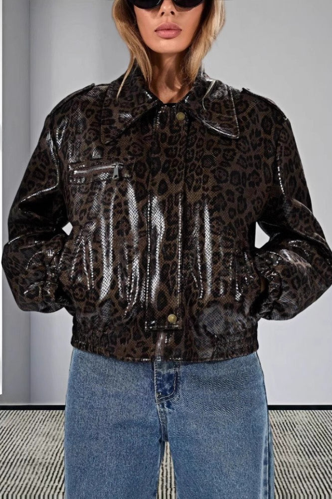 Drune | Leopard Trim PU Jacke