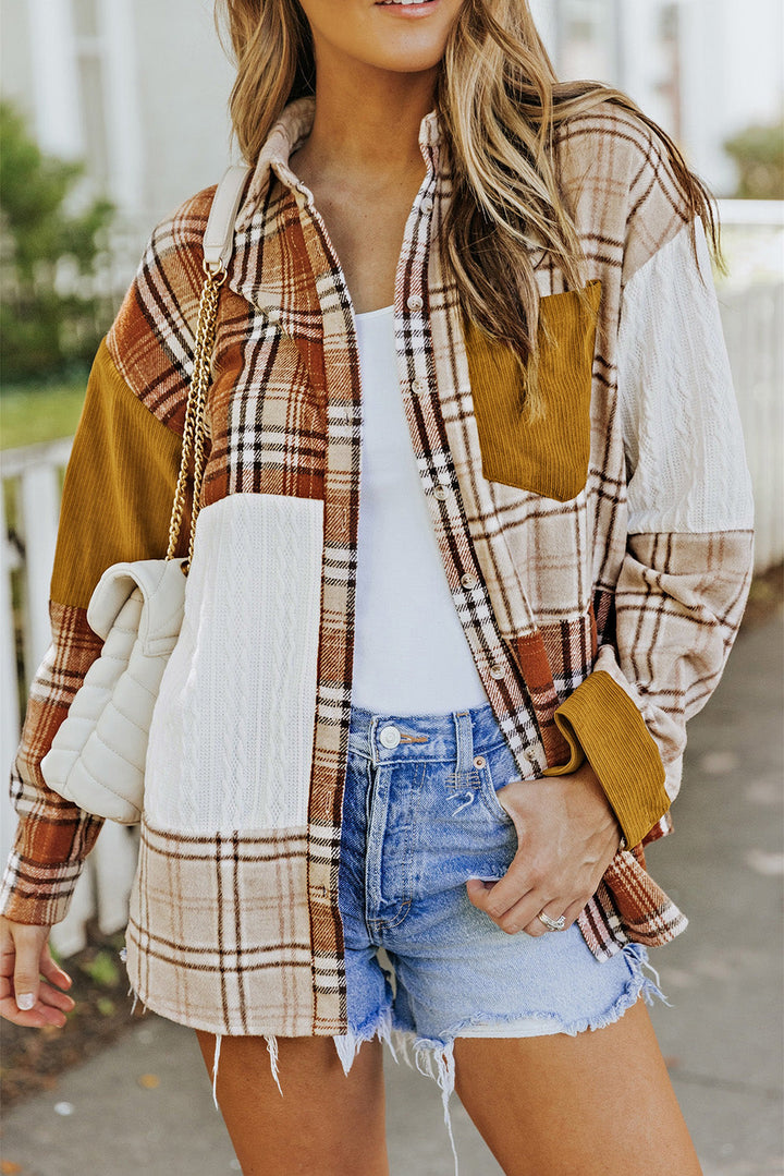 Drune | Gitterhemde mit Patchwork-details Baumwollmischung Perfekt Für Layering