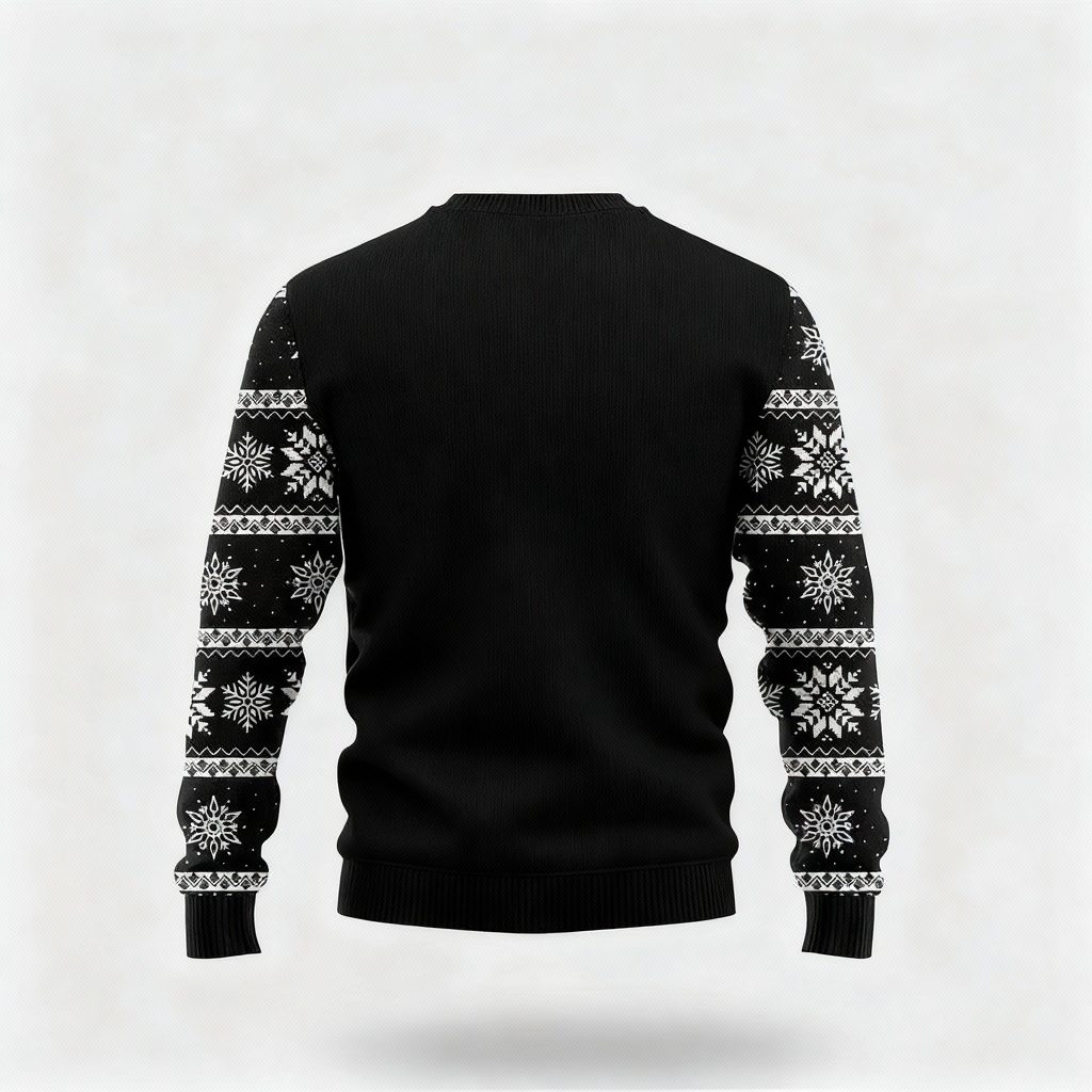 Drune | Colorful Animal- und Tannenbaum-Muster-Design - Schwarzer Feiertags-Icon-Pullover