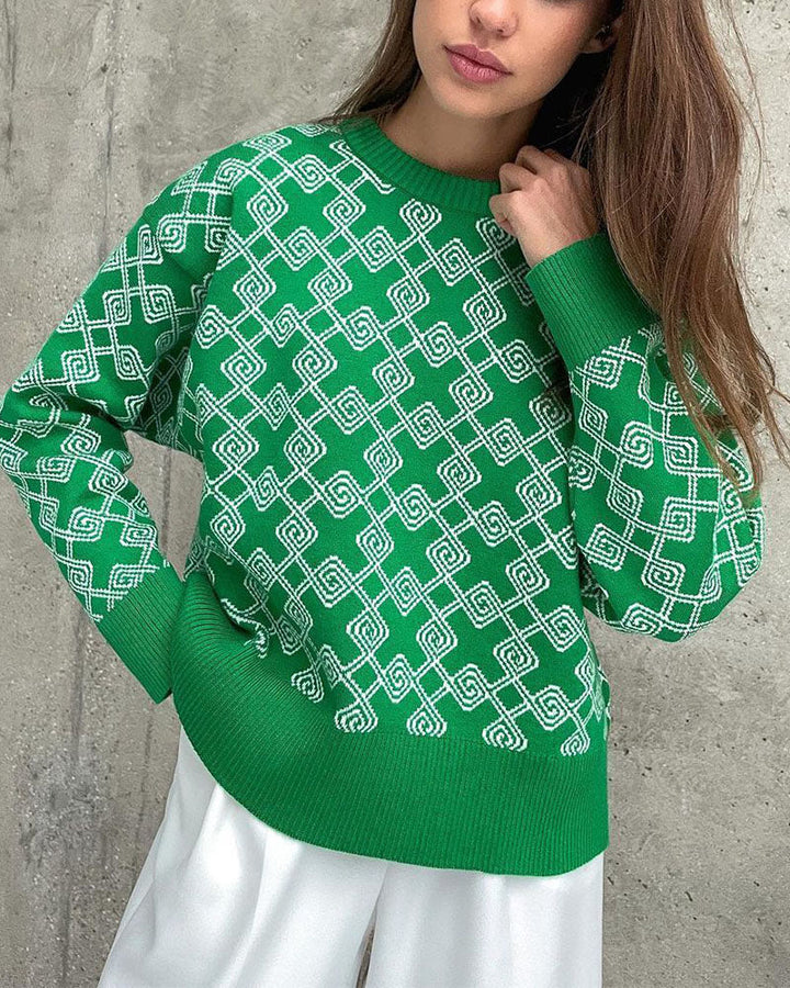 Drune | Muster Strickpullover Weich und Trendy Statement-look