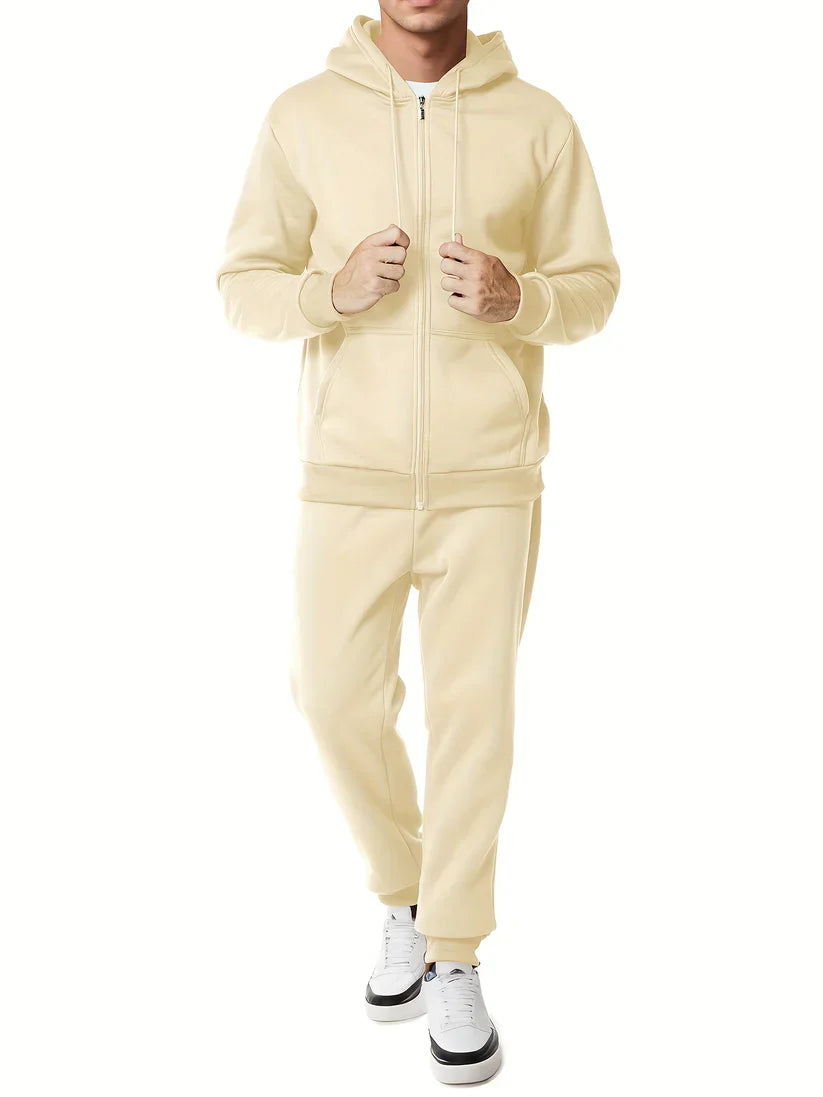Drune | Unifarbener Kapuzenpullover-Trainingsanzug mit Hose für Herren - Perfekt für Casual Days