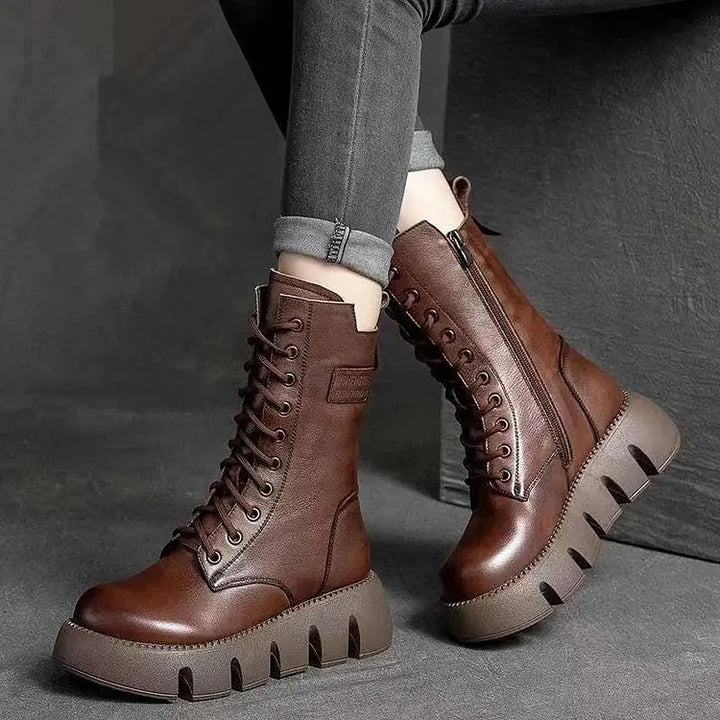 Drune | Reißverschluss Hohe Fleece Damenstiefel
