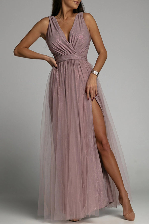 Drune | It'S My Day Light Tulle Schlitz Maxi Kleid