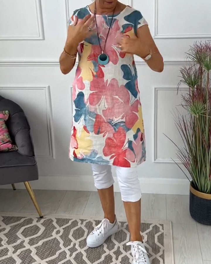 Drune | Lässiges Longtop mit Farbenfrohem Blumenprint
