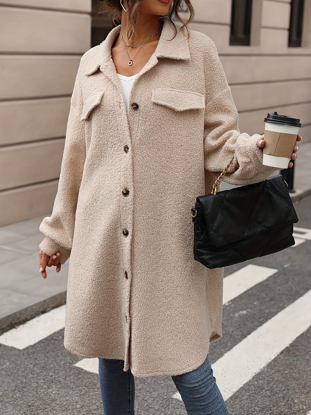 Drune | Oversized Mantel mit Großen Taschen Polyester Lässig und Trendy