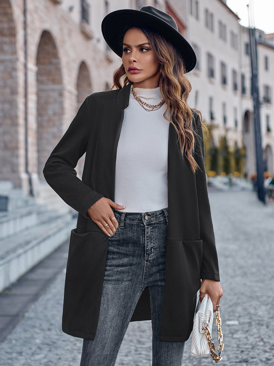 Drune | Offene Vorderseite Langarm Blazer