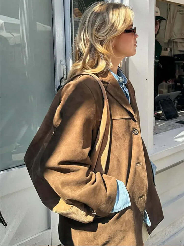 Drune | Wildlederjacke Klassische Braune Jacke