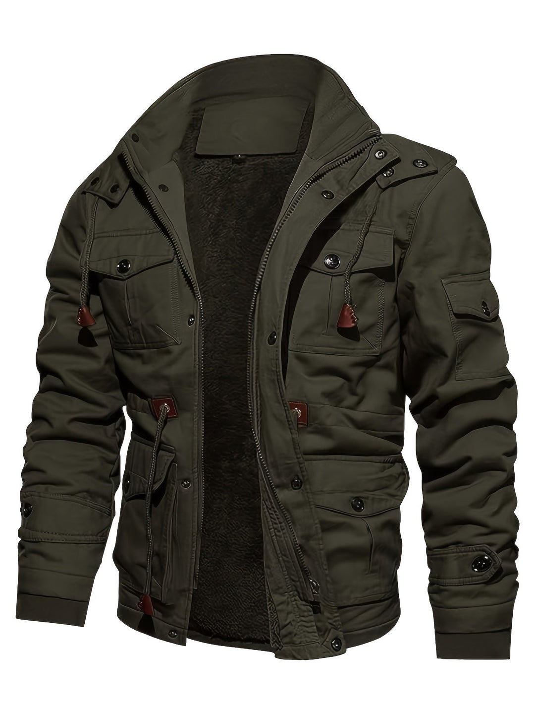 Drune | Warme Fleece Kapuzen-Cargo-Outdoorjacke Für Herren - Perfekt für Outdoor-Aktivitäten