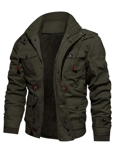Drune | Warme Fleece Kapuzen-Cargo-Outdoorjacke Für Herren - Perfekt für Outdoor-Aktivitäten