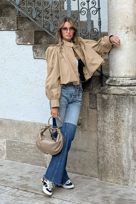 Drune | Passform Khaki Puffärmeljacke