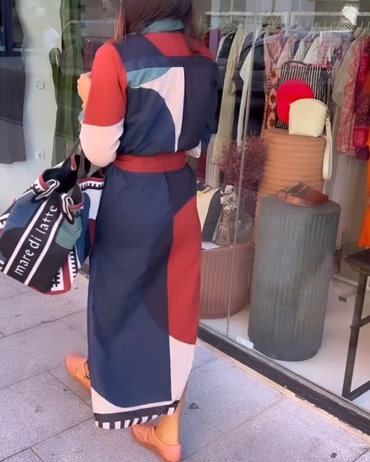 Drune | Kleid mit Farbblock Print und Reversschnürung