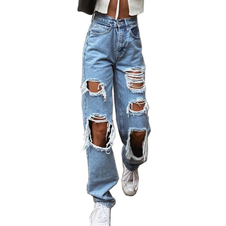 Drune Damenjeans mit Rissen und Washed-Effekt