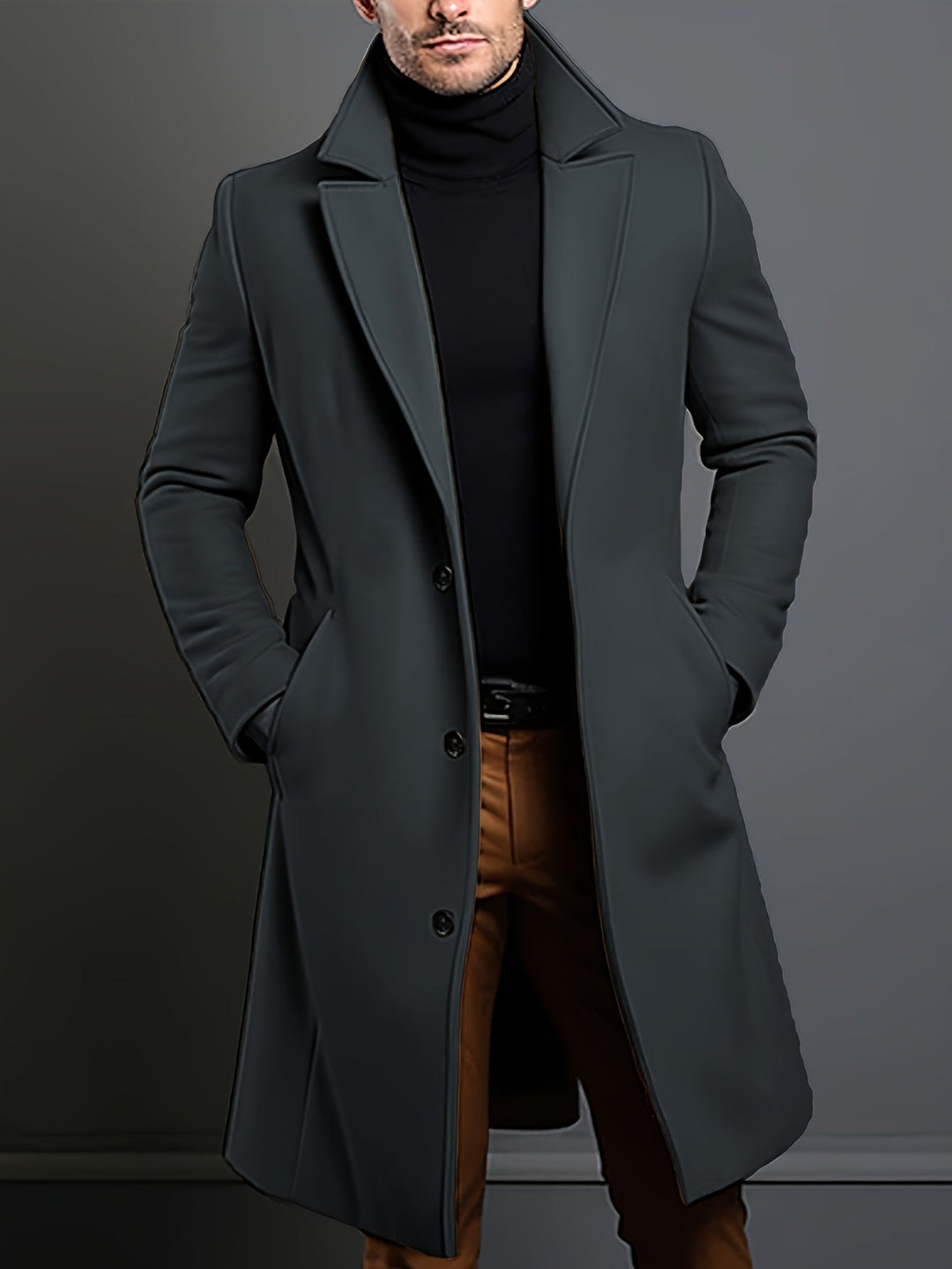 Drune | Elegante Lange Jacke Polyester und Wolle Klassisch und Warm