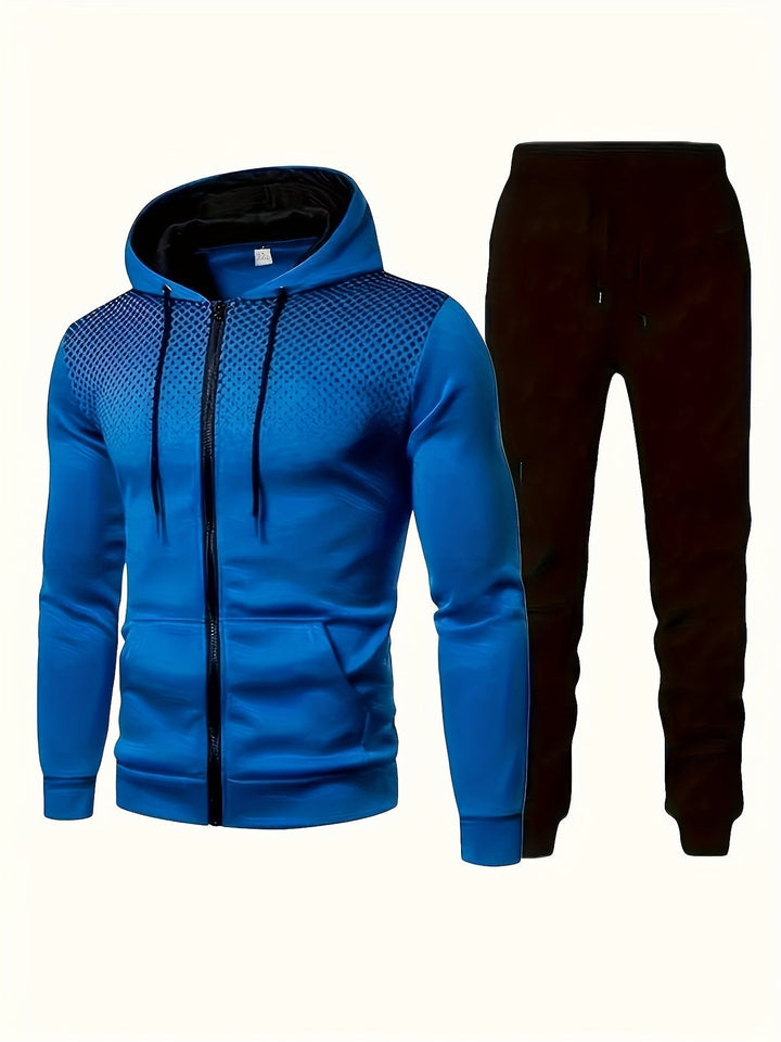 Drune | Fleece Sweatshirt Trainingsanzug Mit Kapuzen Langärmeliger Und Kordelzug Hose Für Herren - Perfekt für Freizeitaktivitäten