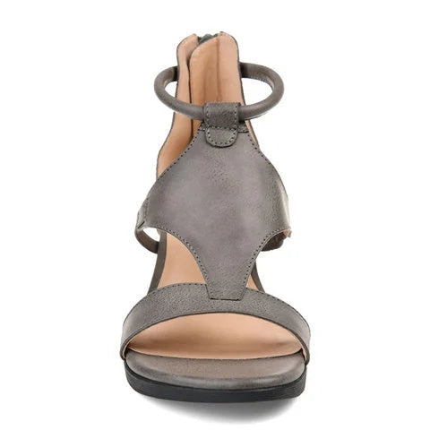 Drune - Lässige Sandalen mit Keilabsatz und Fesselriemchen | Offene Sommersandalen mit Keilabsatz