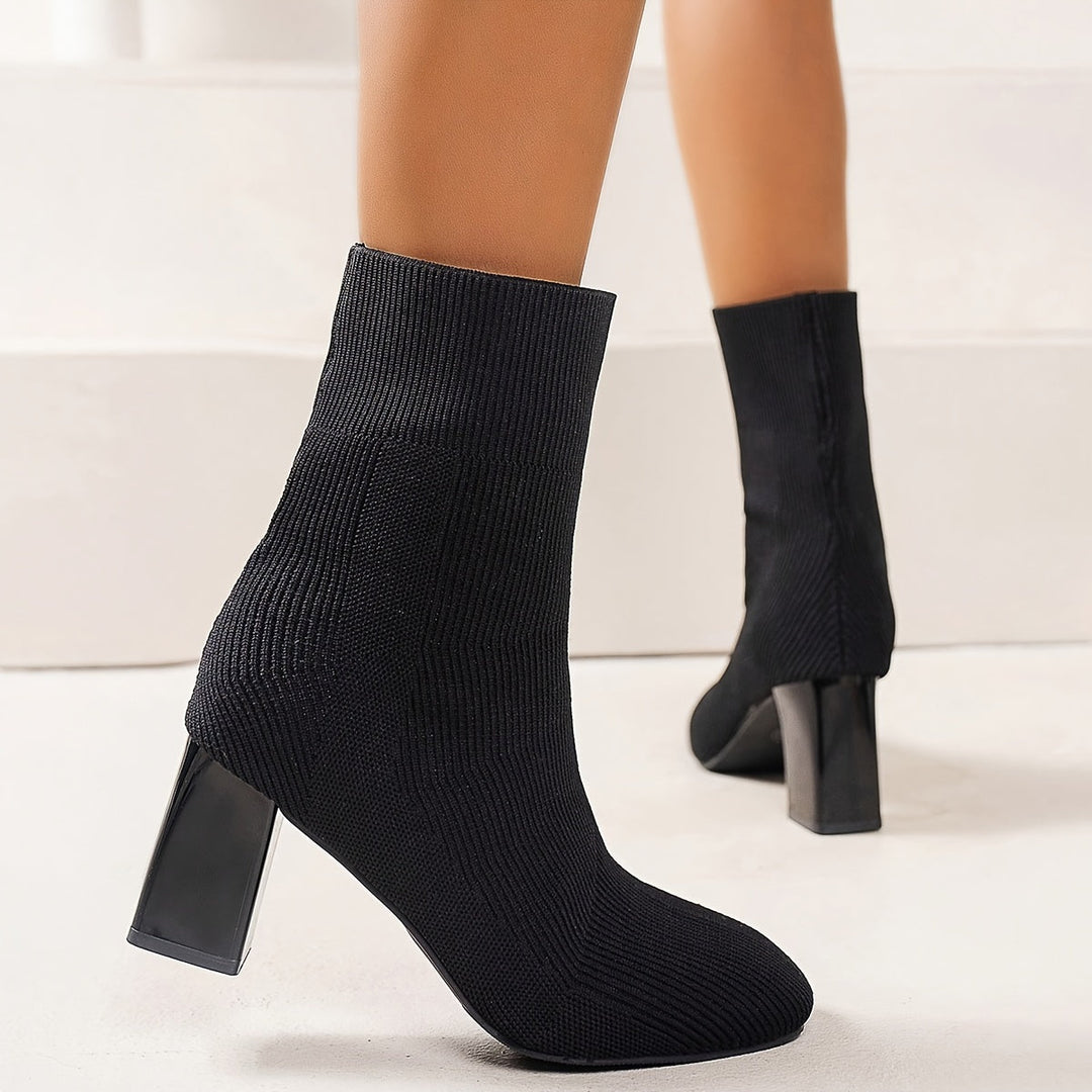 Drune | Strickstiefel Mit Halbhohem Schaft Und Blockabsatz
