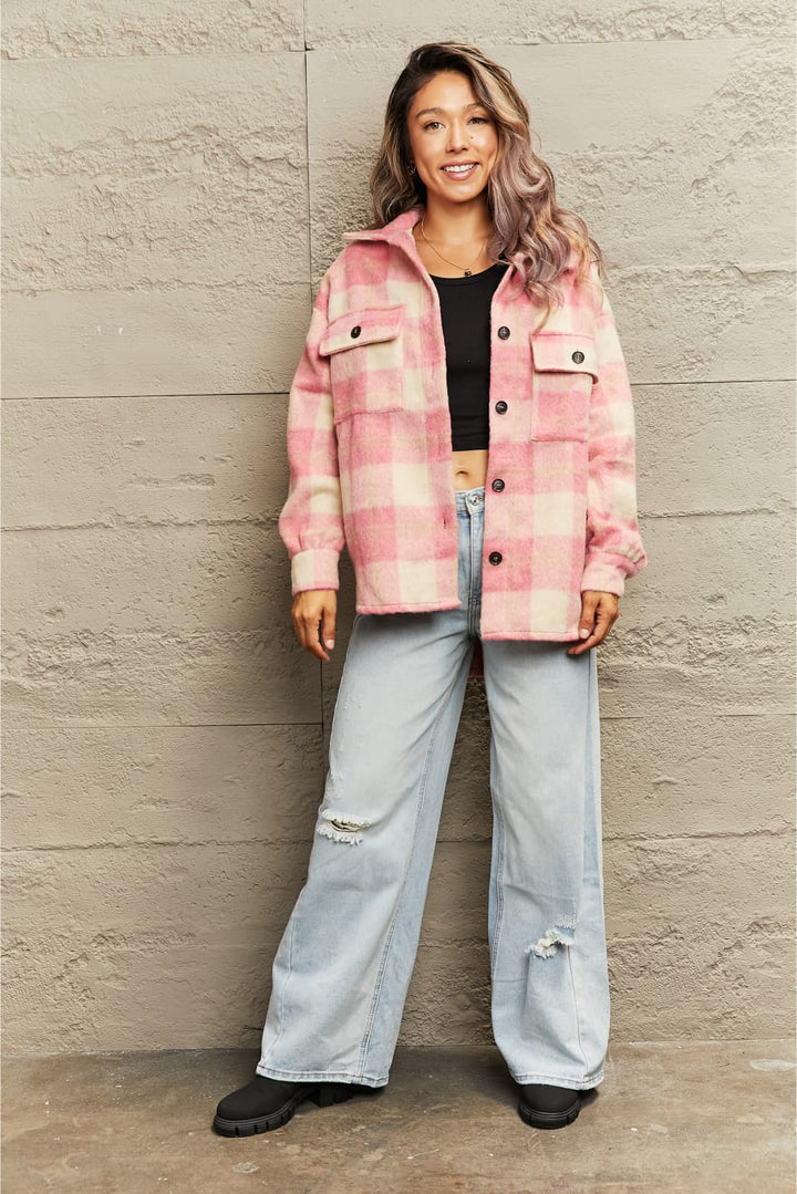 Drune | Karierte Kragenknopf Jacke
