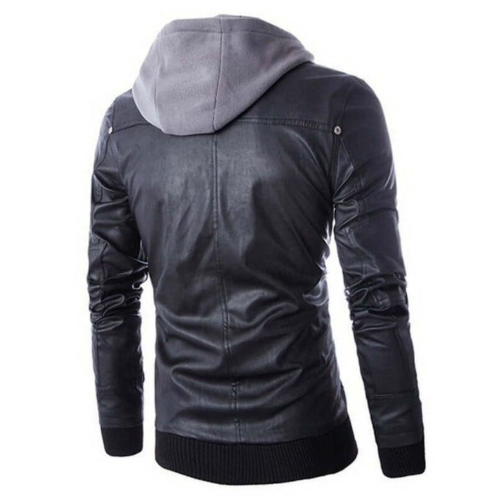 Drune | Herren vielseitige Kunstlederjacke mit Kapuze