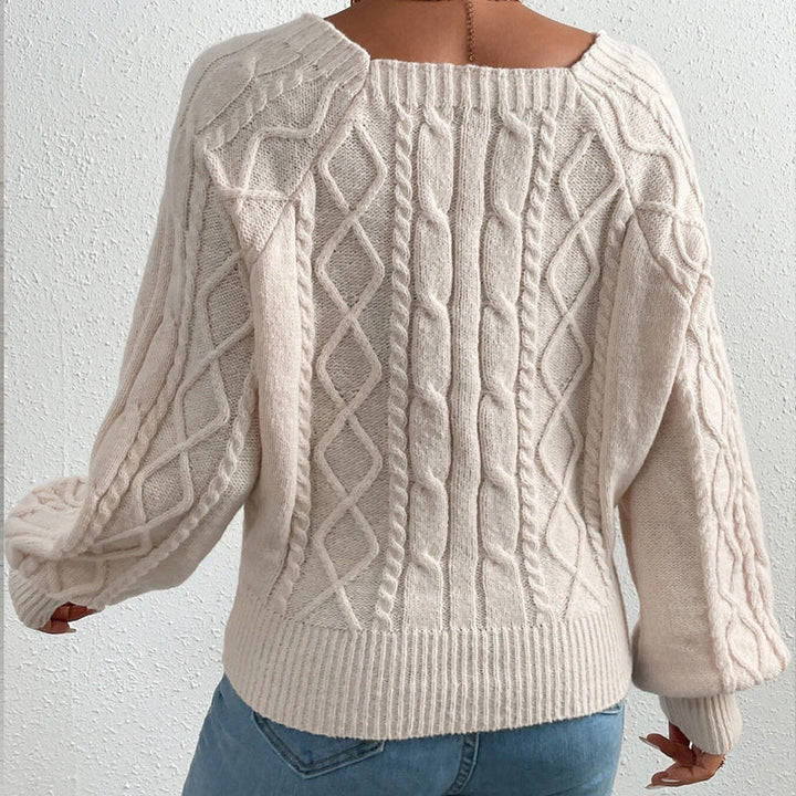 Drune | Strickbluse mit Quadratischem Ausschnitt Weich und Elegant Kabelstrick