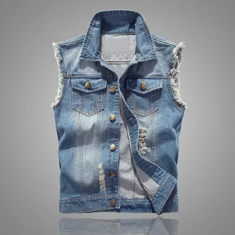 Drune | Zerrissene Denim-Weste