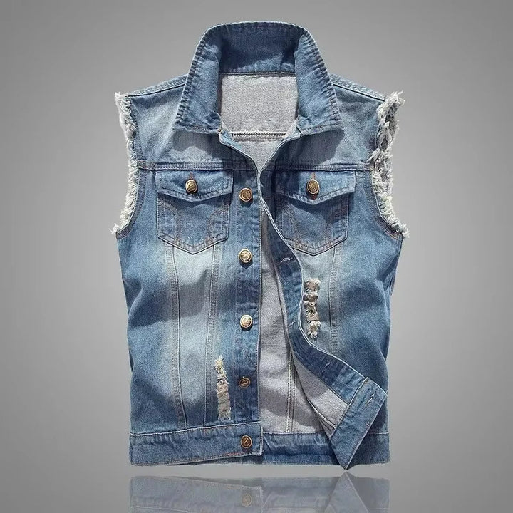 Drune | Zerrissene Denim-Weste