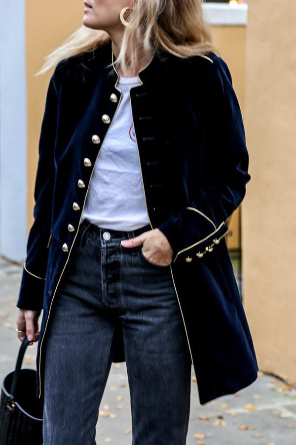Drune | Samt Patchwork Mehrknopf Damenjacke