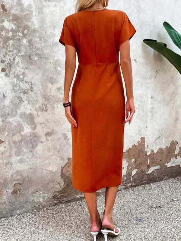 Drune | Midi-Kleid mit V-Ausschnitt und Schlitz