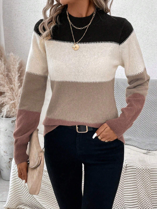 Drune | Zeitloser Kontrast Strickpullover