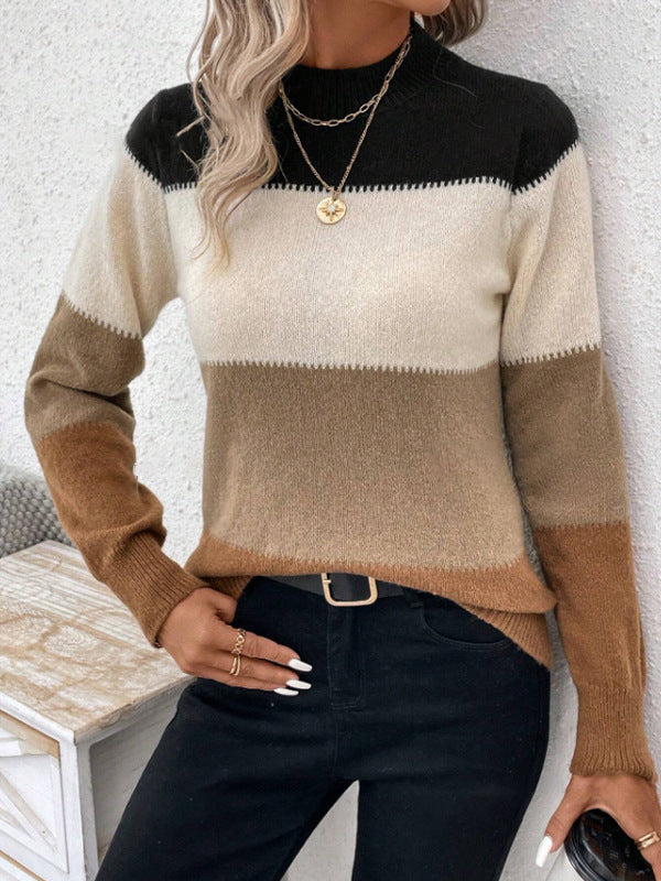 Drune | Zeitloser Kontrast Strickpullover