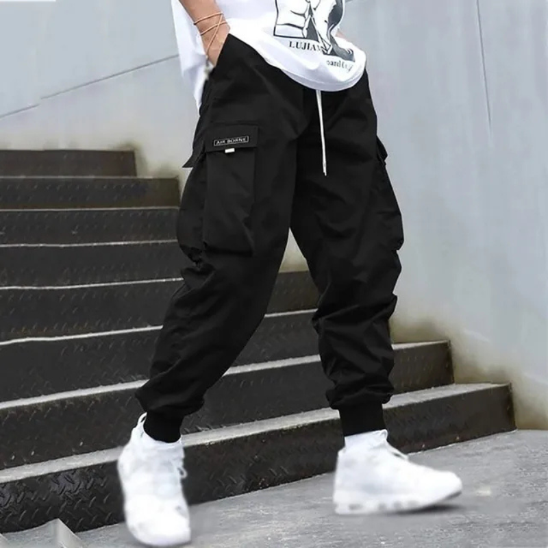 Drune | Herren Schwarze Cargo Hose
