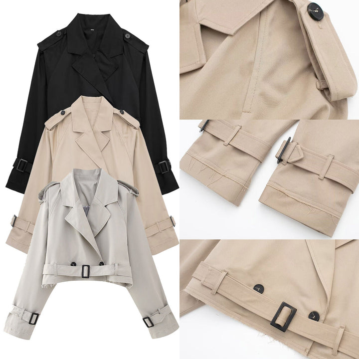 Drune | Cropped Trenchcoat - Stilvoll & Vintage