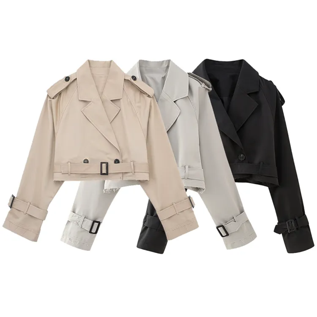 Drune | Cropped Trenchcoat - Stilvoll & Vintage