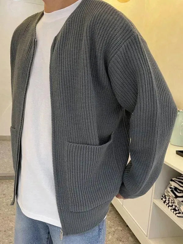 Drune | Faulenzer Stil Herren Strickjacke Pullover
