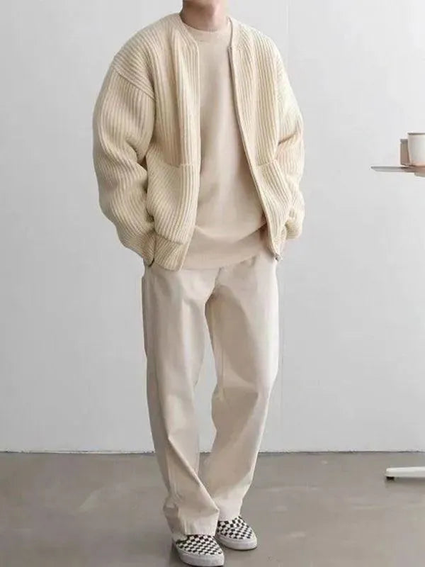 Drune | Faulenzer Stil Herren Strickjacke Pullover