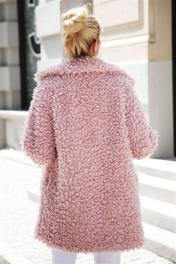 Drune | Rosa Kunstpelz Langer Mantel