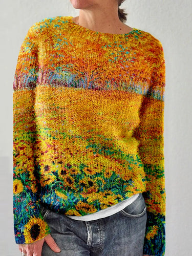 Drune | Lässiger Sonnenblumen Kunst Pullover
