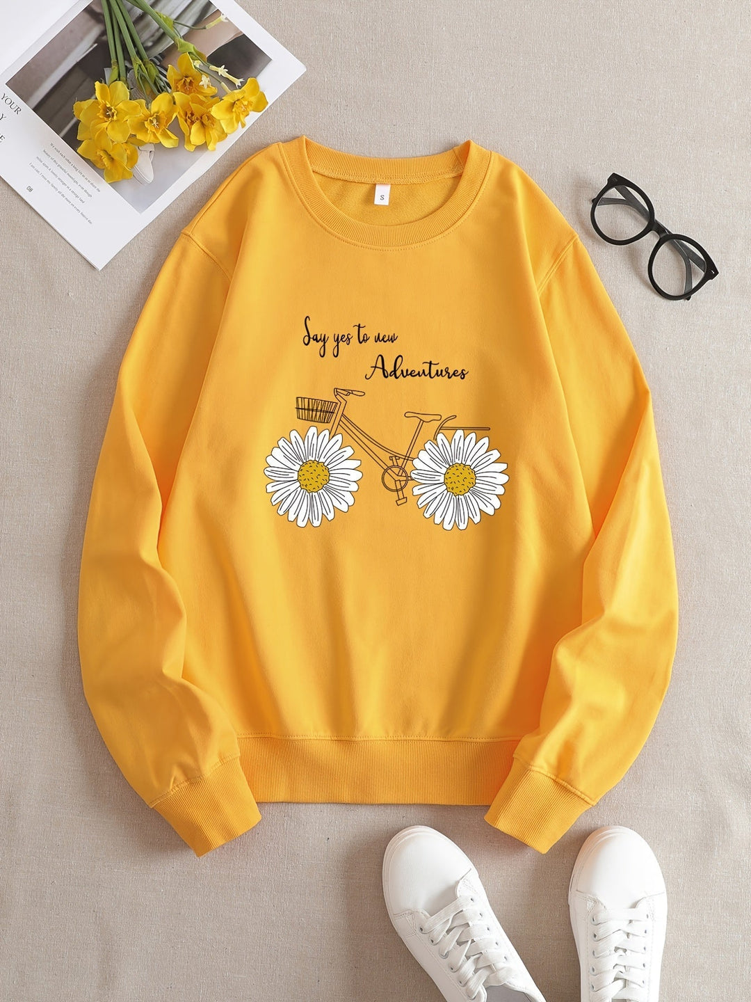 Drune | Lässiges gelbes Sweatshirt mit humorvollem Grafikdruck