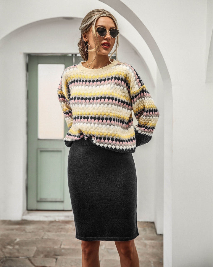 Drune | Damen 2-teiliger Set - Pullover und Rock