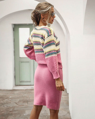 Drune | Damen 2-teiliger Set - Pullover und Rock