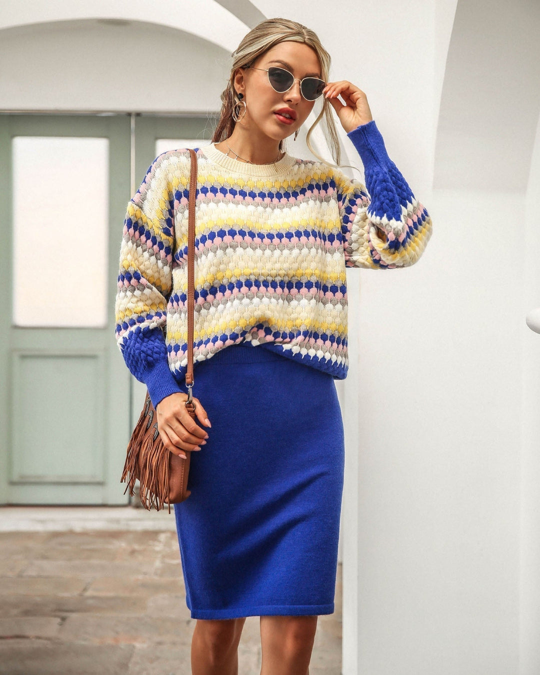 Drune | Damen 2-teiliger Set - Pullover und Rock