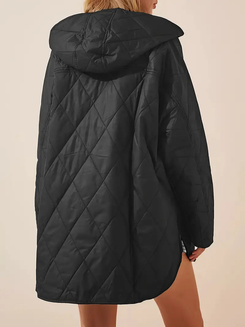 Drune | Puffer schwarze und beige Winterjacke für Damen - warm und oversized