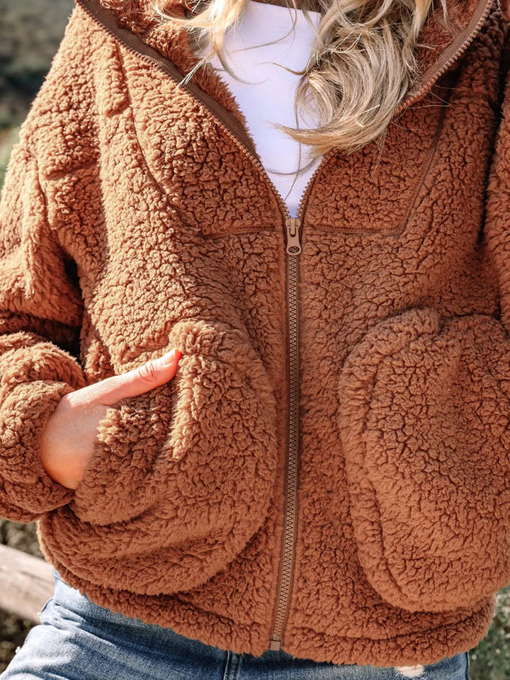 Drune | Damen Relaxed Fit Zip Up Teddyjacke