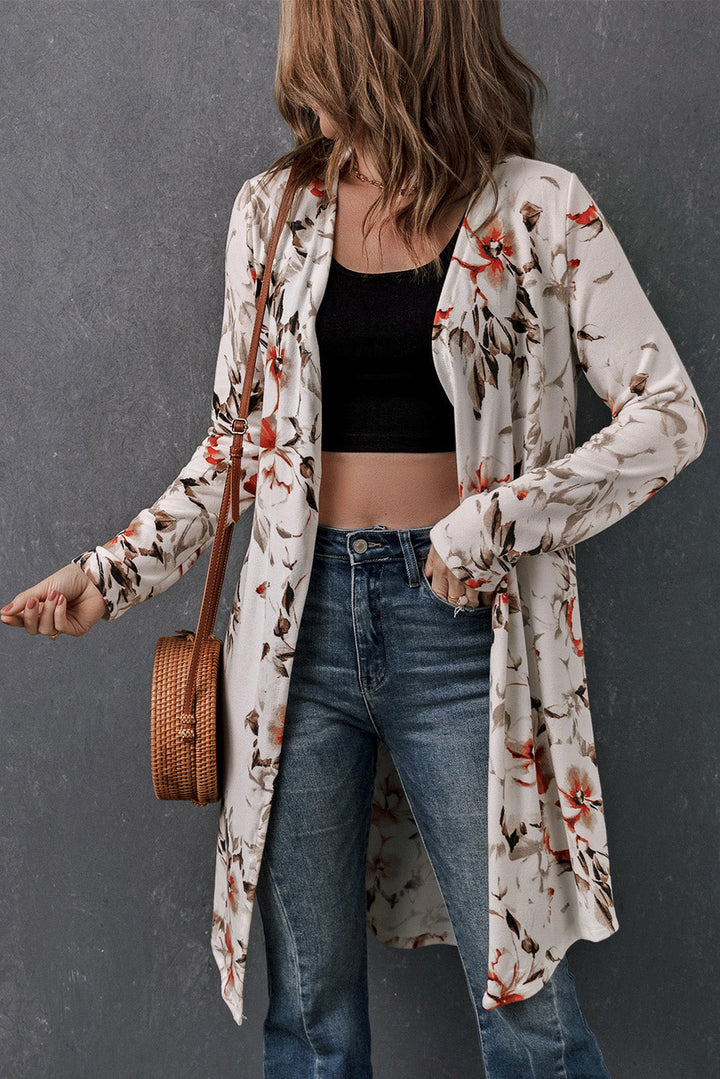 Drune | Bedruckter Offene Front Langarm Cardigan