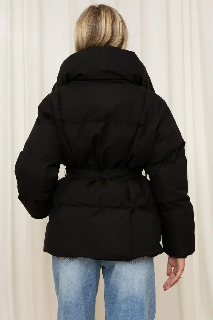 Drune | Einfarbige Gürteldetail-Puffjacke