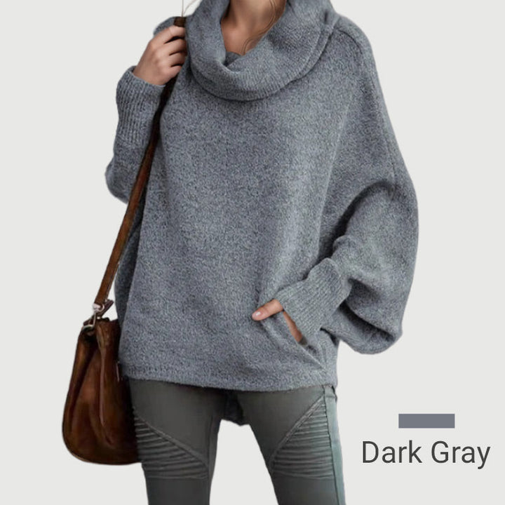 Drune | Cozy batwing sweater with waterfall neckline and pockets