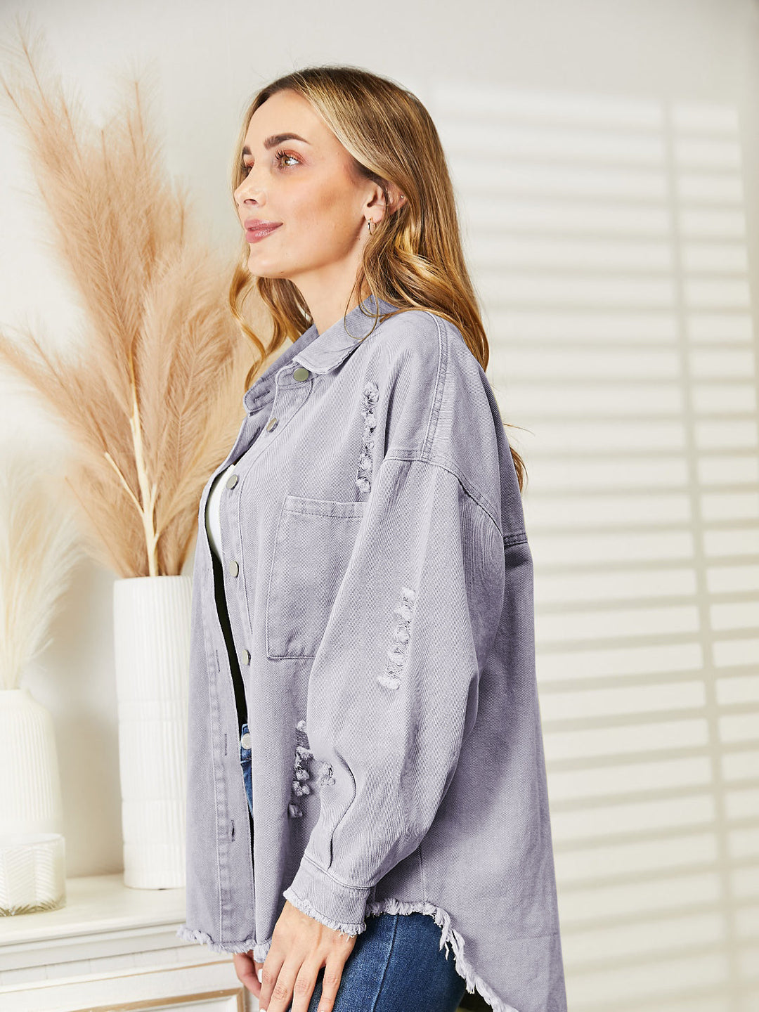 Drune | Zerrissene Rohsaum-Denimjacke
