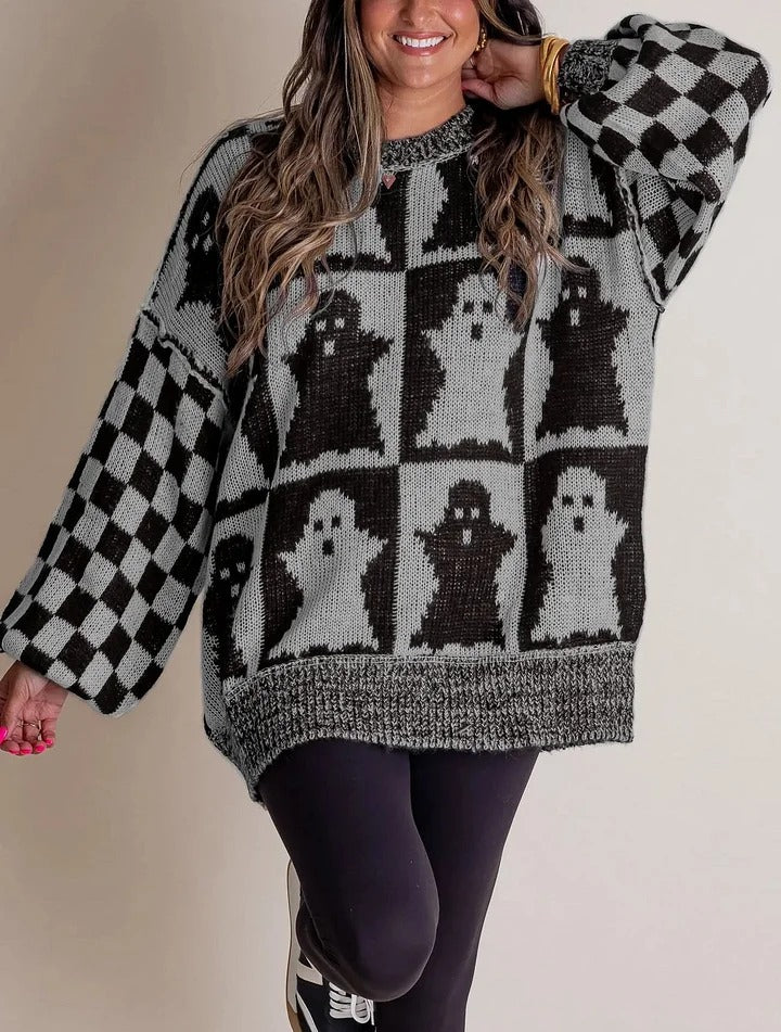 Drune | Halloween Checkered Knit Sweater